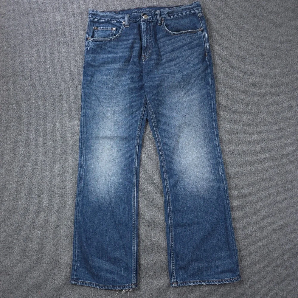 Banana Republic Bootcut 33x30 Jeans Mens Straight Blue Cotton Distressed Denim